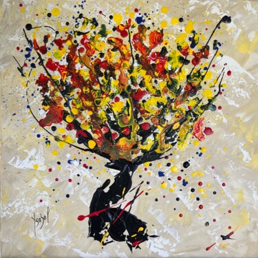 Картина под названием "L'ARBRE DE VIE" - Ysabel Laffitte, Подлинное произведение искусства, Акрил Установлен на Деревянная р…