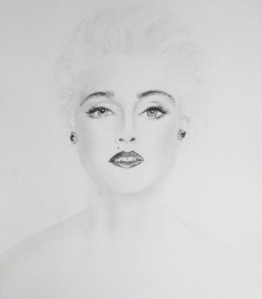 Dessin intitulée "Portrait de Madonna" par Isabelle Charpentier, Œuvre d'art originale