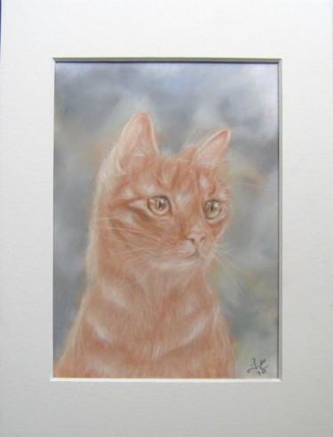 Peinture intitulée "chat roux" par Isabelle Charpentier, Œuvre d'art originale, Huile