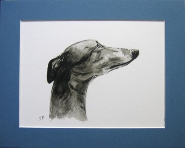 Peinture intitulée "profil de whippet" par Isabelle Charpentier, Œuvre d'art originale