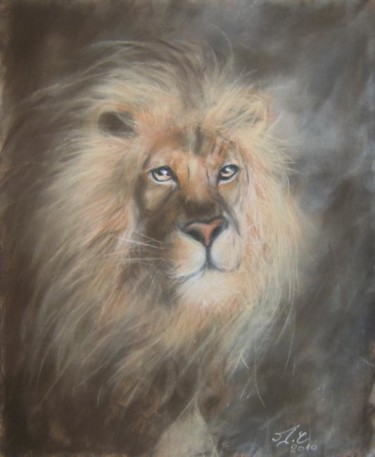 Peinture intitulée "lion" par Isabelle Charpentier, Œuvre d'art originale, Huile