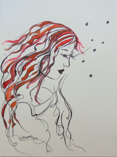Peinture intitulée "Spirit in the stars" par Isabelle Charpentier, Œuvre d'art originale
