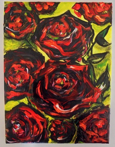 Peinture intitulée "diabolic roses" par Isabelle Charpentier, Œuvre d'art originale