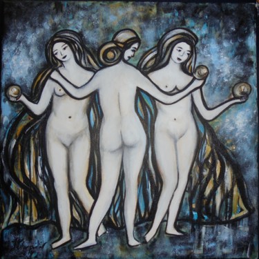 Peinture intitulée "Les trois grâces" par Isabelle Charpentier, Œuvre d'art originale, Acrylique