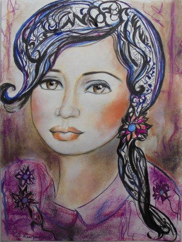 Painting titled "l'Aube rose" by Isabelle Charpentier, Original Artwork
