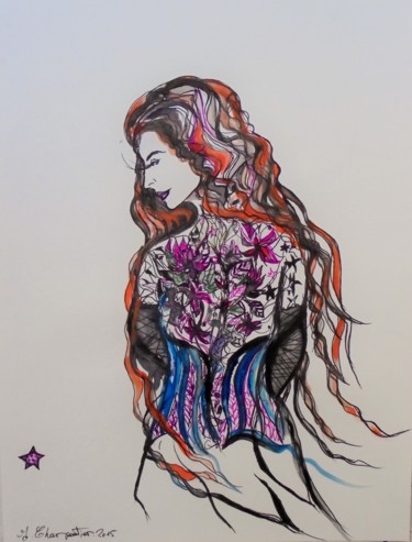Peinture intitulée "Le tatouage" par Isabelle Charpentier, Œuvre d'art originale