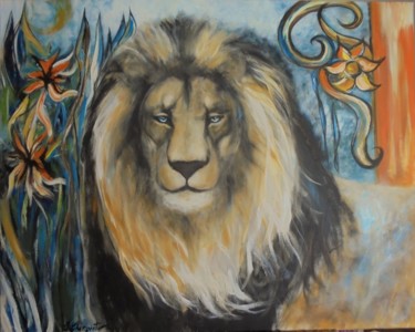Peinture intitulée "Le Lion" par Isabelle Charpentier, Œuvre d'art originale, Acrylique