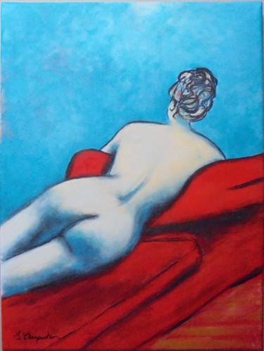 Peinture intitulée "Nu bleu" par Isabelle Charpentier, Œuvre d'art originale, Acrylique