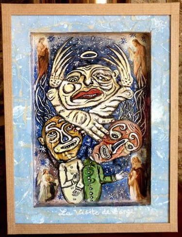 Peinture intitulée "La visite de l'ange" par Yseult Houssais, Œuvre d'art originale