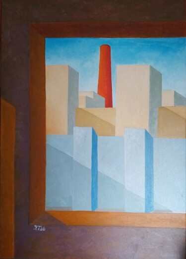 Schilderij getiteld "Zone industrielle" door Ytab Peintures, Origineel Kunstwerk, Acryl