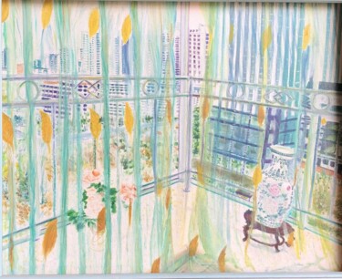 绘画 标题为“午后的窗” 由裕平 陈, 原创艺术品, 油 安装在木质担架架上
