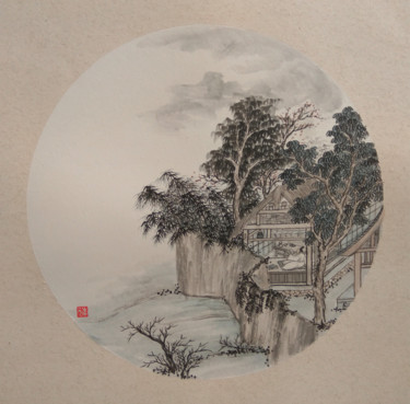 Drawing titled "Bamboo House" by Yuan Li, Original Artwork