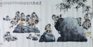 Malerei mit dem Titel "逍遥图(Carefree)" von 元泽(Yuanze) 周(Zhou), Original-Kunstwerk, Tinte