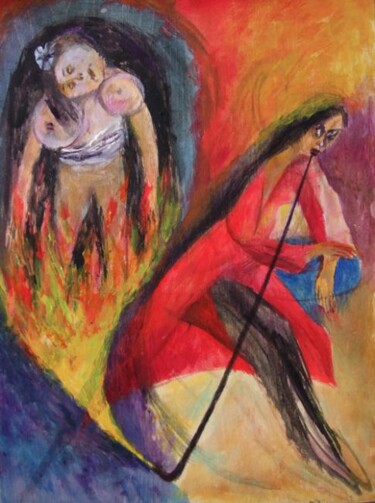 Painting titled "Two people dance" by Yuan, Original Artwork, Oil