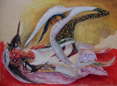 Painting titled "Fallen bride" by Yuan, Original Artwork, Oil