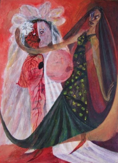 Painting titled "Half a bride" by Yuan, Original Artwork, Oil