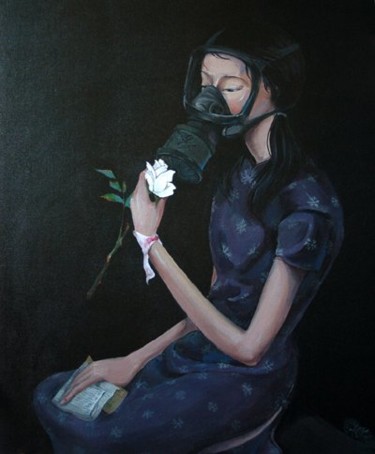 Painting titled "面具——送给朋友的玫瑰" by Zhi Sheng Xia Zi Ji, Original Artwork