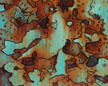Pintura intitulada "Rusty texture" por Yue Zeng, Obras de arte originais, Óleo