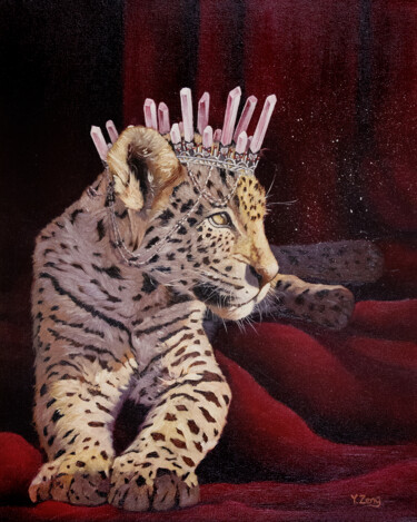 Painting titled "Princess leopard" by Yue Zeng, Original Artwork, Oil