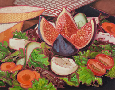 Pittura intitolato "Fig salad" da Yue Zeng, Opera d'arte originale, Olio