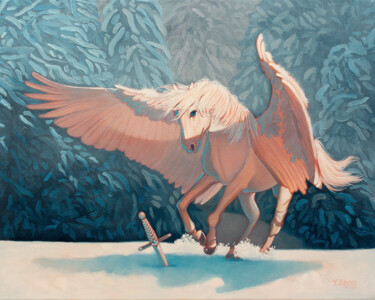 Pintura intitulada "Pegasus" por Yue Zeng, Obras de arte originais, Óleo