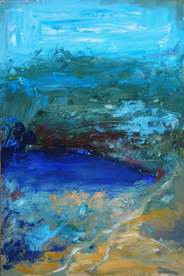 绘画 标题为“蓝色风景” 由阿越, 原创艺术品, 油