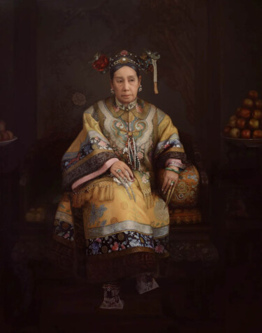 Painting titled "Empress Dowager Cixi" by Yuehua He, Original Artwork, Oil