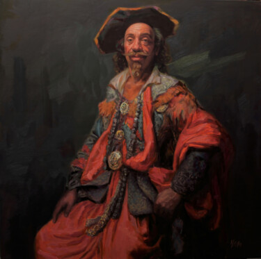 Pittura intitolato "legendary pirate ca…" da Yuehua He, Opera d'arte originale, Olio