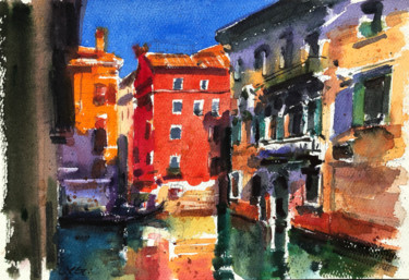 Malerei mit dem Titel "Venedig" von Yugang Chen, Original-Kunstwerk, Aquarell