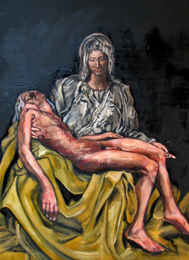 Painting titled "The Pieta #3" by Yuki Komura, Original Artwork, Oil