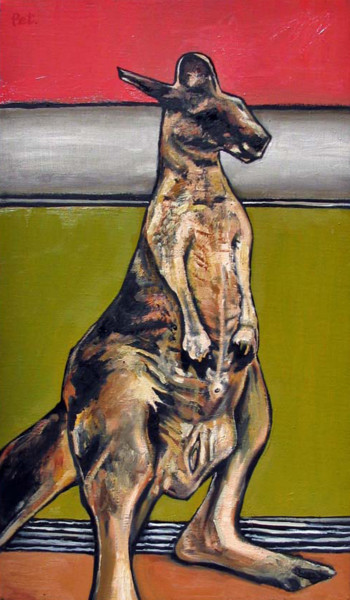 Malerei mit dem Titel "Kangaroo" von Yuki Komura, Original-Kunstwerk, Öl