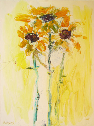 Painting titled "Sunflowers #2" by Yuki Komura, Original Artwork, Oil