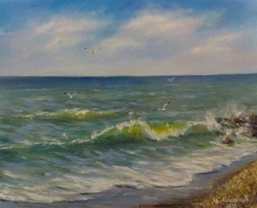 Painting titled "Sea" by Daria Mavlikhanova, Original Artwork, Oil