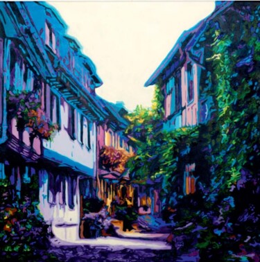 Pintura intitulada "Beautiful street" por Yuksel Hancioglu, Obras de arte originais, Acrílico
