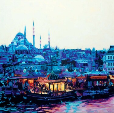 Картина под названием "Fascinating city" - Yuksel Hancioglu, Подлинное произведение искусства, Акрил
