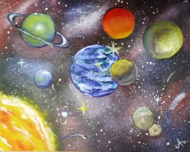 Картина под названием "Космос" - Юлия Лицова, Подлинное произведение искусства, Гуашь Установлен на картон