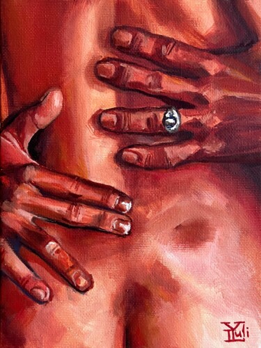 Peinture intitulée "Touching" par Yuliya Lyubatinskaya (yuli_lyu_art), Œuvre d'art originale, Huile Monté sur Carton