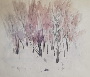 Drawing titled "Early spring" by Yulia Aks, Original Artwork, Watercolor