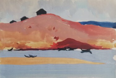 Drawing titled "Sand Spit" by Yulia Aks, Original Artwork, Gouache
