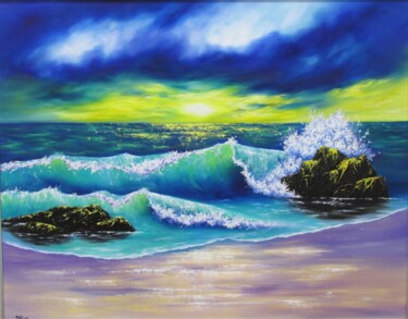 "Waves on the Beach" başlıklı Tablo Yulia Allan tarafından, Orijinal sanat, Petrol