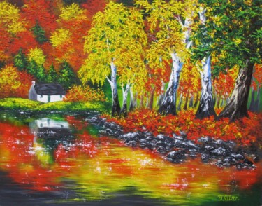 Картина под названием "Autumn in Aviemore" - Yulia Allan, Подлинное произведение искусства, Масло