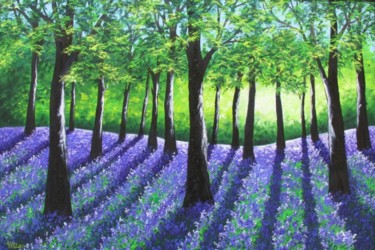 Pittura intitolato "Bluebell Woods" da Yulia Allan, Opera d'arte originale, Olio