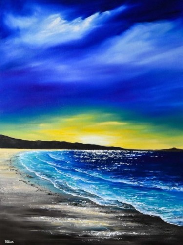Картина под названием "Gullane Beach, East…" - Yulia Allan, Подлинное произведение искусства, Масло