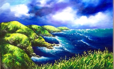 Peinture intitulée "The Cliffs of St.Ab…" par Yulia Allan, Œuvre d'art originale, Huile