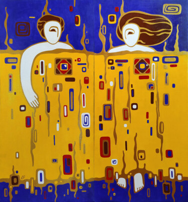 Ζωγραφική με τίτλο "Under one blanket,…" από Yulia Belasla, Αυθεντικά έργα τέχνης, Ακρυλικό Τοποθετήθηκε στο Ξύλινο φορείο σ…