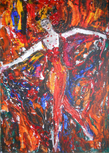 Pittura intitolato "Dance of fire" da Yulia Dolgorukova, Opera d'arte originale, Olio