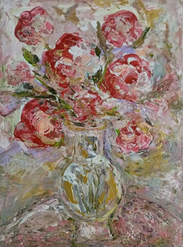 Pintura intitulada "Bouquet of scarlet…" por Yulia Dolgorukova, Obras de arte originais, Óleo