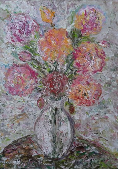 Peinture intitulée "Bouquet of roses" par Yulia Dolgorukova, Œuvre d'art originale, Acrylique