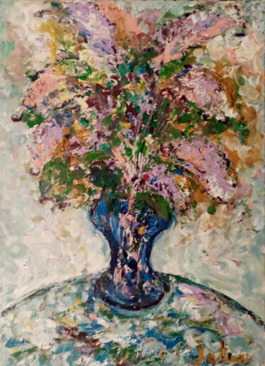 Painting titled "Lilac bouquet" by Yulia Dolgorukova, Original Artwork, Acrylic