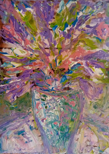 Peinture intitulée "Saffron bouquet" par Yulia Dolgorukova, Œuvre d'art originale, Acrylique